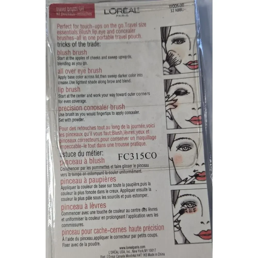L’Oreal Paris Makeup Artiste Travel Brush Set 4 Piece Blush Eye Lip Concealer